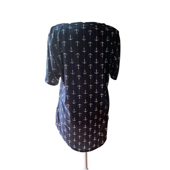 LULAROE M CLASSIC TEE ANCHORS NAUTICAL BLUE WHITE  MARINE - Picture 3 of 5